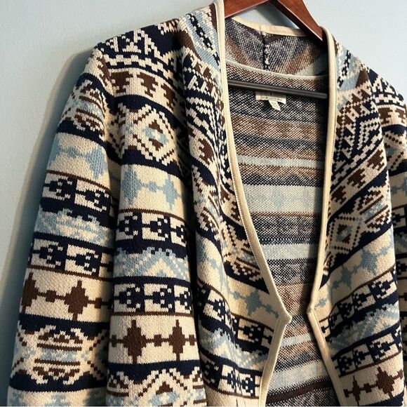 Lucky Brand Open-Front Aztec Print Cardigan Women’s Sz Medium - Picture 7 of 14